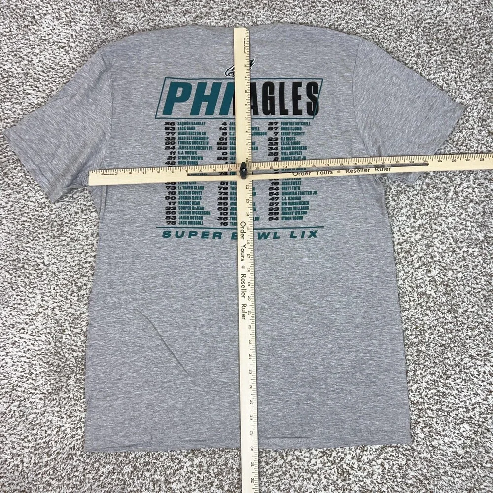 Philadelphia Eagles Shirt Mens Large Gray NFL Football Super‎ Bowl LIX Roster